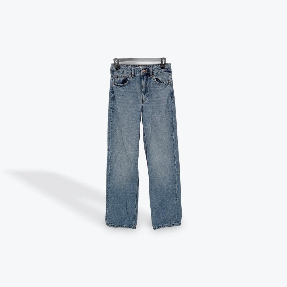 Zara‎ Jeans Women's Blue Denim High Rise Straight Leg Casual Fashion Classic